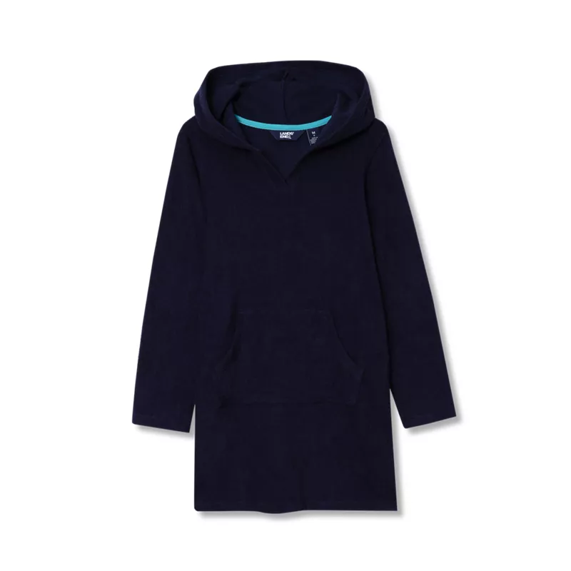 Girls Long Sleeve Hooded Front Pocket Terry Cloth Swimsuit Cover-Up, alternative image