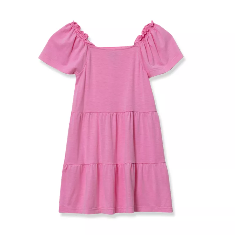Girls Short Sleeve Tiered Tunic Top, alternative image