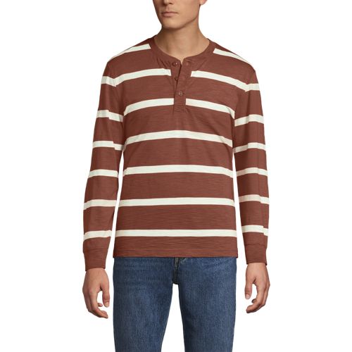  Lands' End Flammgarn-henleyshirt Aus Reiner Baumwolle, Herren, Größe:44-46 Regular, Weiß, Baumwolle, By Lands' End 