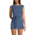 Women's Cap Sleeve Tie Belt Mini Swim Dress, Front