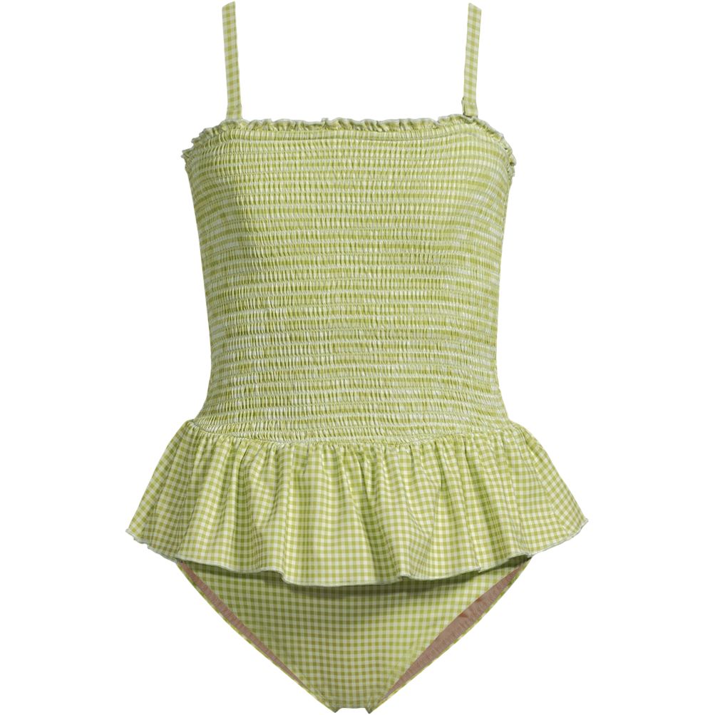 Women's Smocked Bandeau Peplum One Piece Swimsuit | Lands' End