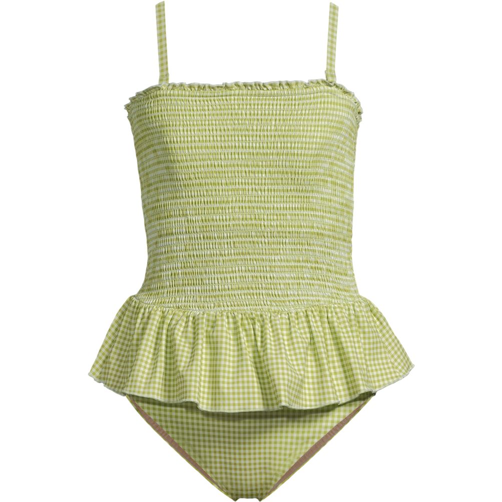 Women's Smocked Bandeau Peplum One Piece Swimsuit | Lands' End