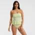 Women's Smocked Bandeau Peplum One Piece Swimsuit, Front