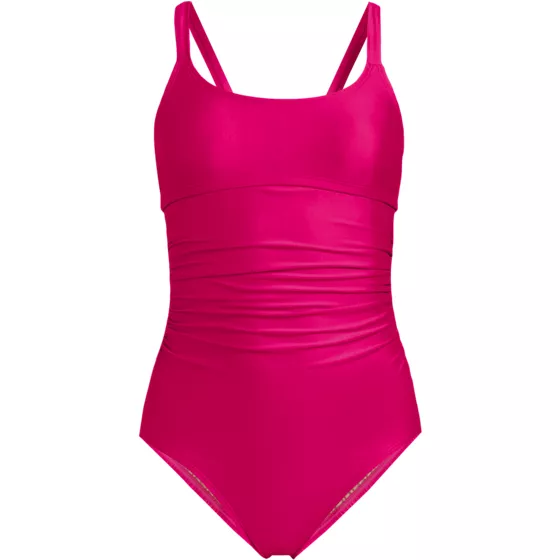 Women's Essential Tie Back Ruched One Piece Swimsuit - primary