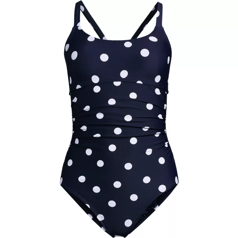 Women's Essential Tie Back Ruched One Piece Swimsuit, Front