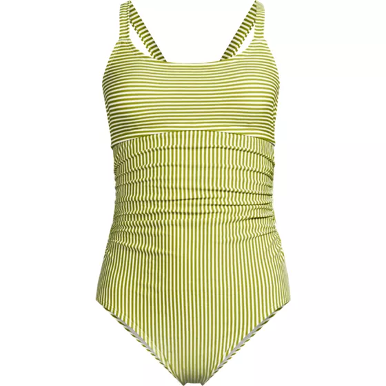 Women's Essential Tie Back Ruched One Piece Swimsuit - primary