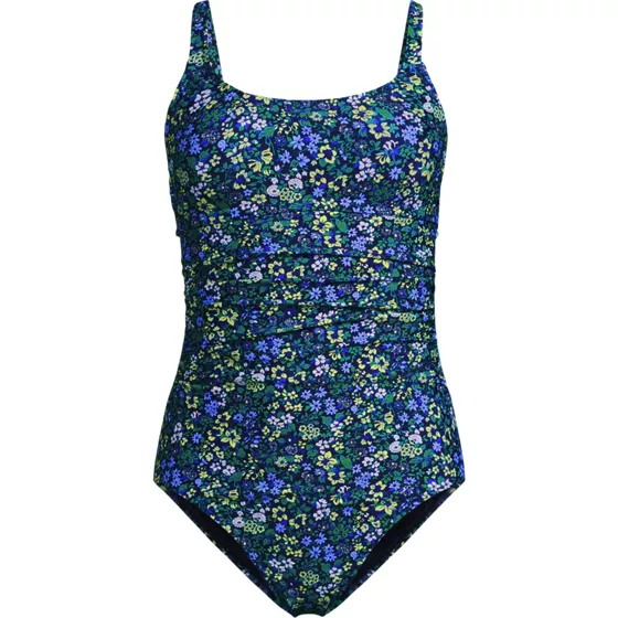 Women's Essential Tie Back Ruched One Piece Swimsuit - primary