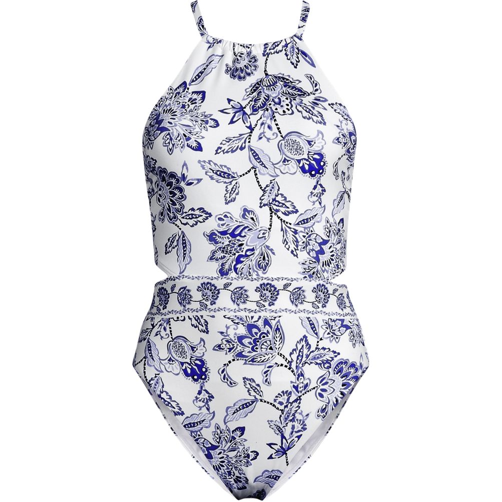 Women's High Neck Monokini High Leg One Piece Swimsuit | Lands' End