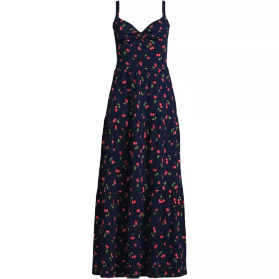 Women's Cotton Modal Twist Front Tiered Maxi Dress - primary