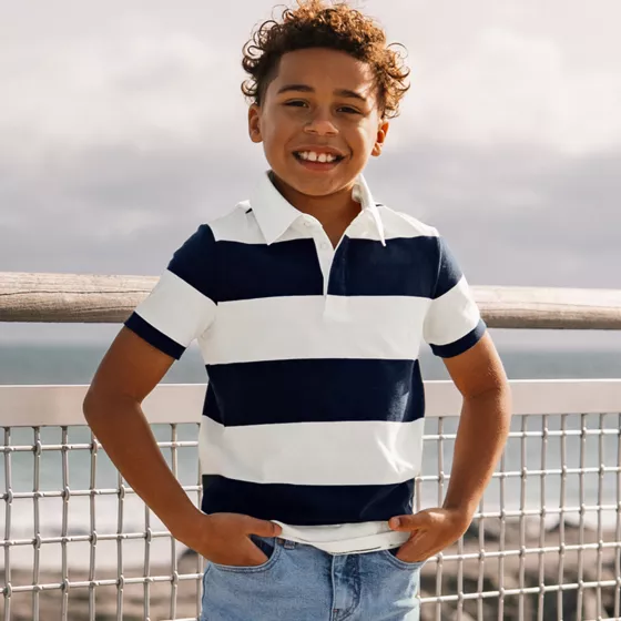 Boys Short Sleeve Rugby Polo - primary