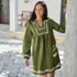 Women's Eyelet Above the Knee Tie Neck Dress, alternative image