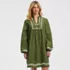 Women's Eyelet Above the Knee Tie Neck Dress, Front