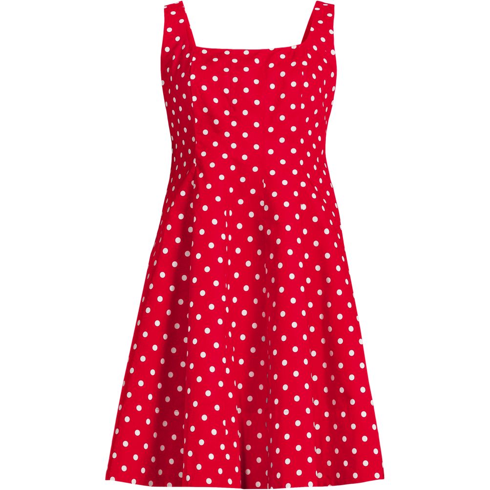Women's Princess Seam Poplin Above the Knee Dress | Lands' End