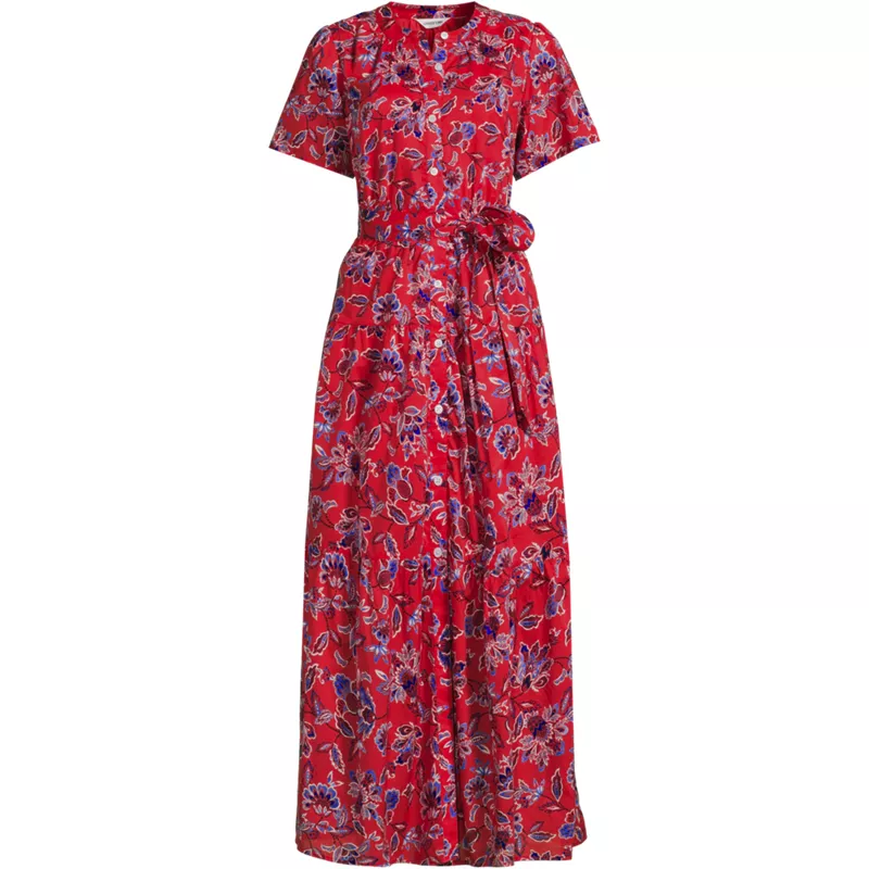 Women's Cotton Voile Button Front Maxi Dress, Front