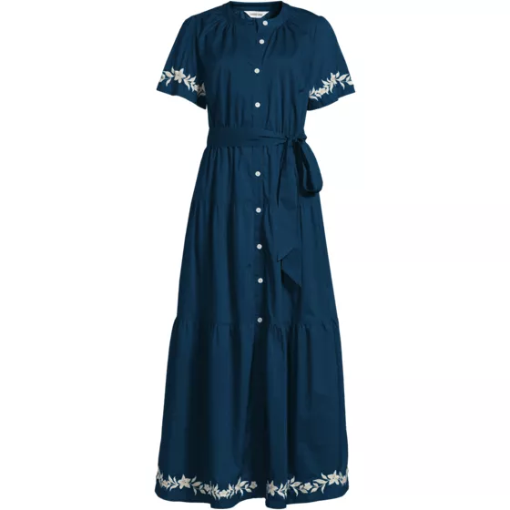 Women's Cotton Voile Button Front Maxi Dress - primary