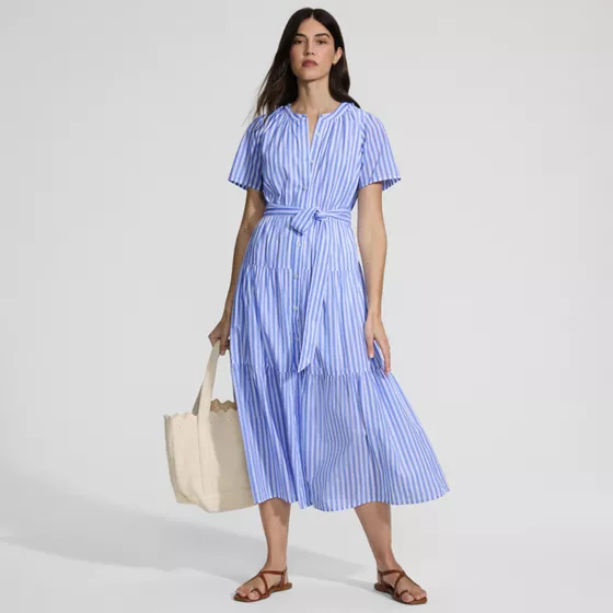 Women's Cotton Voile Button Front Maxi Dress - primary