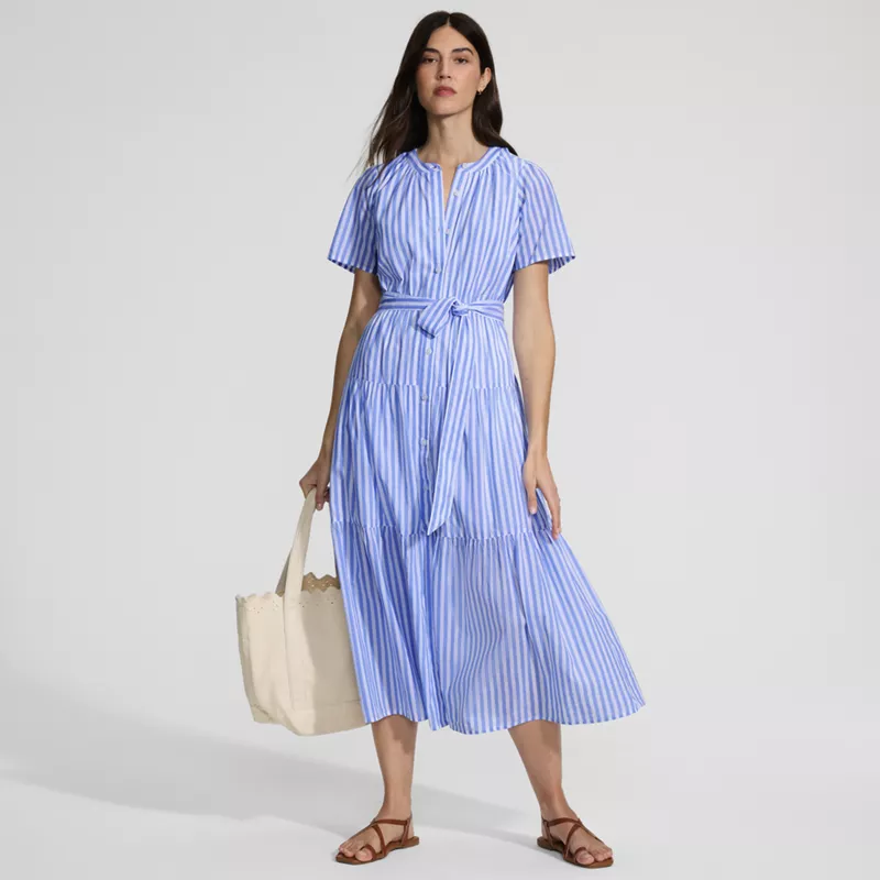 Women's Cotton Voile Button Front Maxi Dress, alternative image