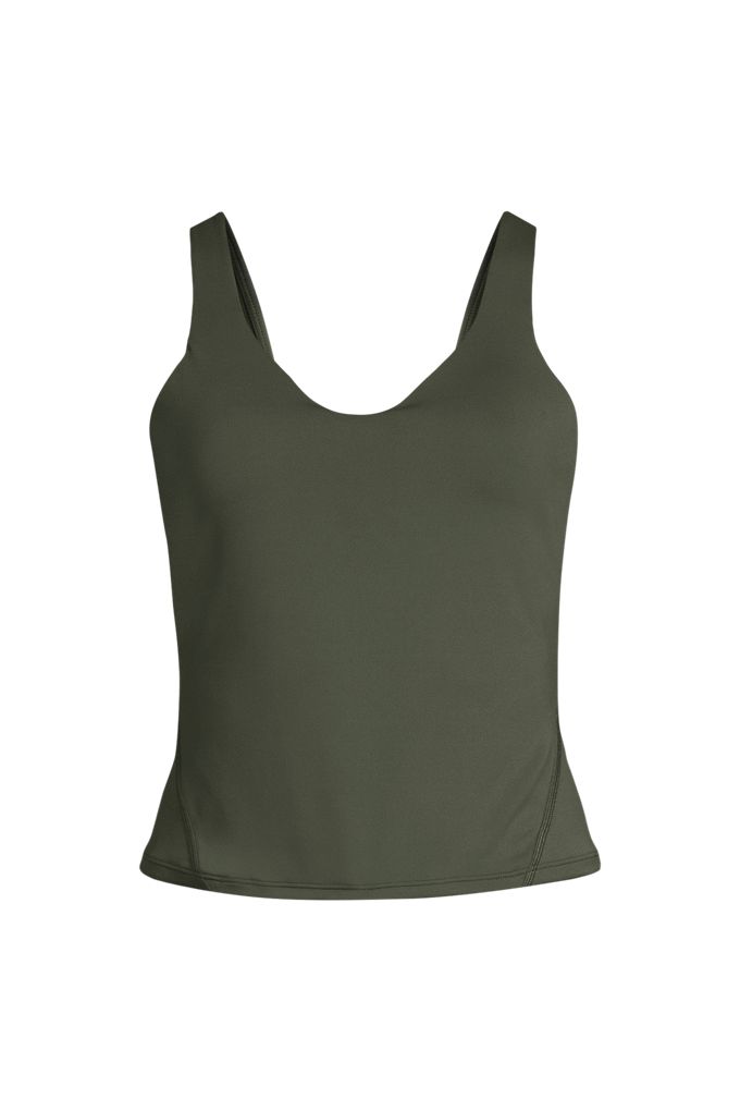 Women's Sea-to-Sport Luxe Tugless Sweetheart Swim Tank - Lands' End - Green - 4
