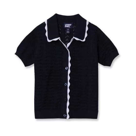 Girls Short Sleeve Collared Sweater - primary