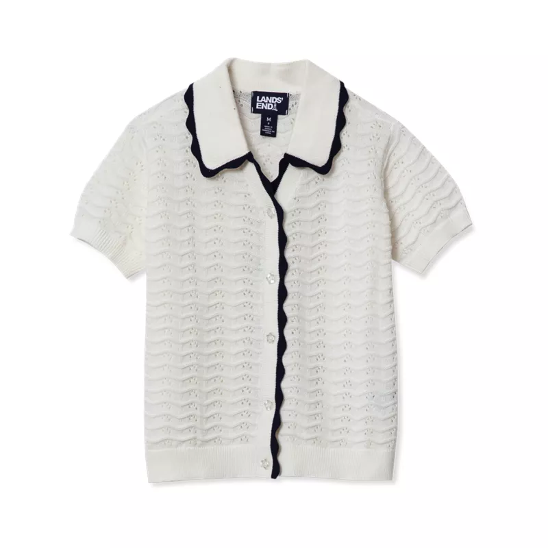 Girls Short Sleeve Collared Sweater, alternative image