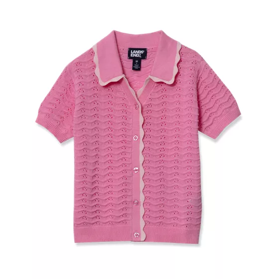 Girls Short Sleeve Collared Sweater - primary
