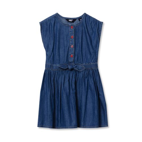 Lands' End Girls Short Sleeve Lightweight Denim Dress - Blue Stone