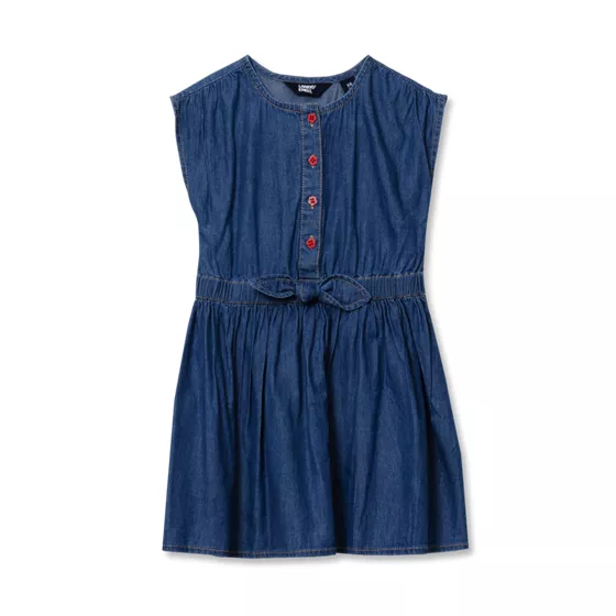 Girls Short Sleeve Lightweight Denim Dress - primary
