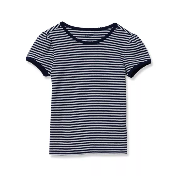 Girls Short Sleeve Pointelle Knit Tee - primary