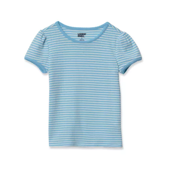 Girls Short Sleeve Pointelle Knit Tee - primary