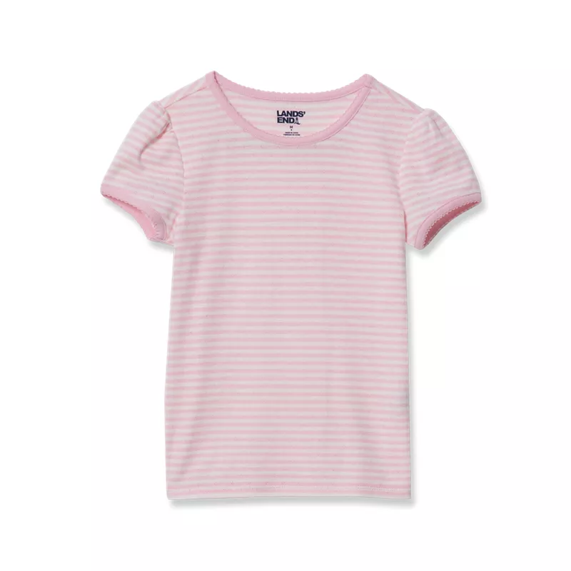 Girls Short Sleeve Pointelle Knit Tee, alternative image