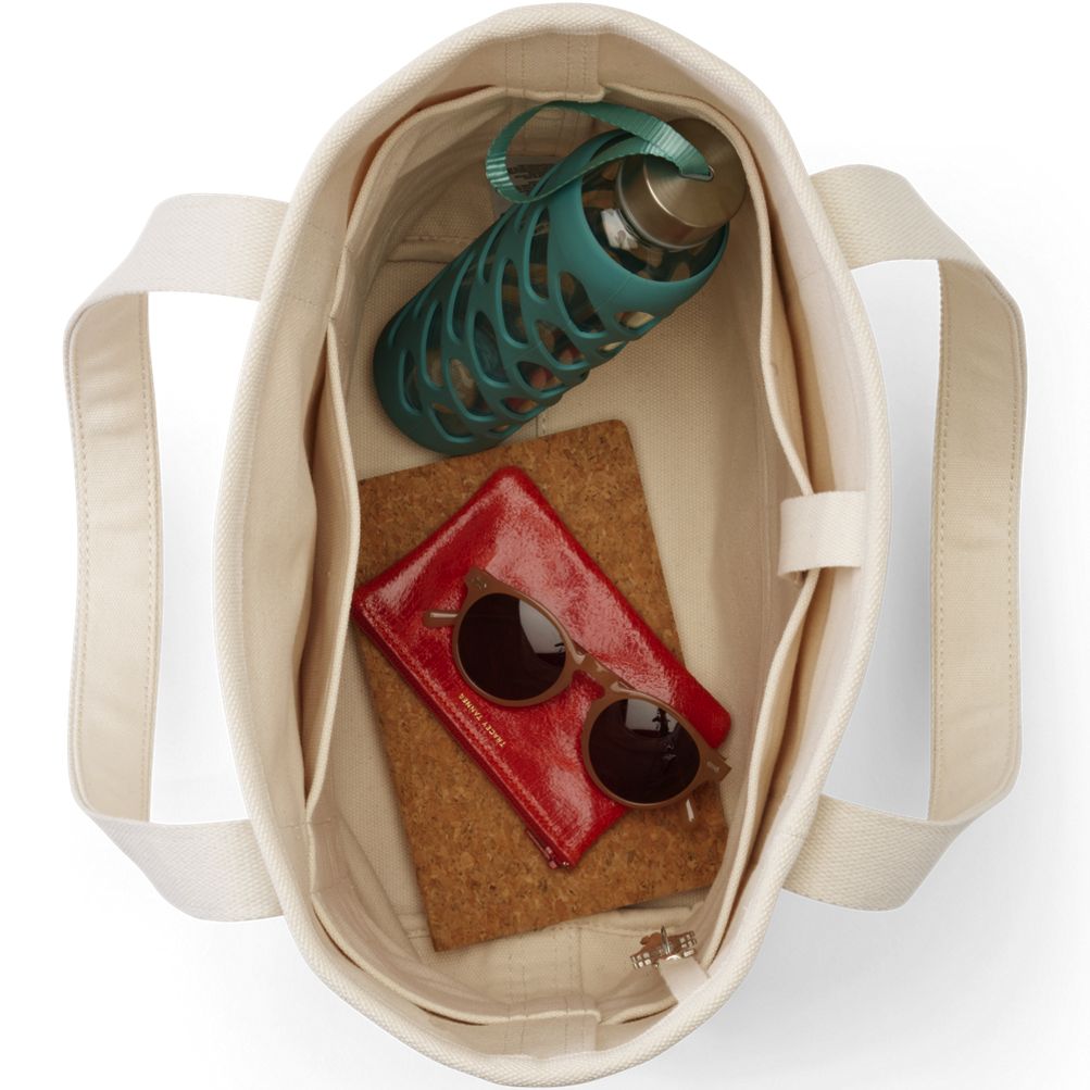 Medium Raffia Open Top Canvas Tote Bag | Lands' End