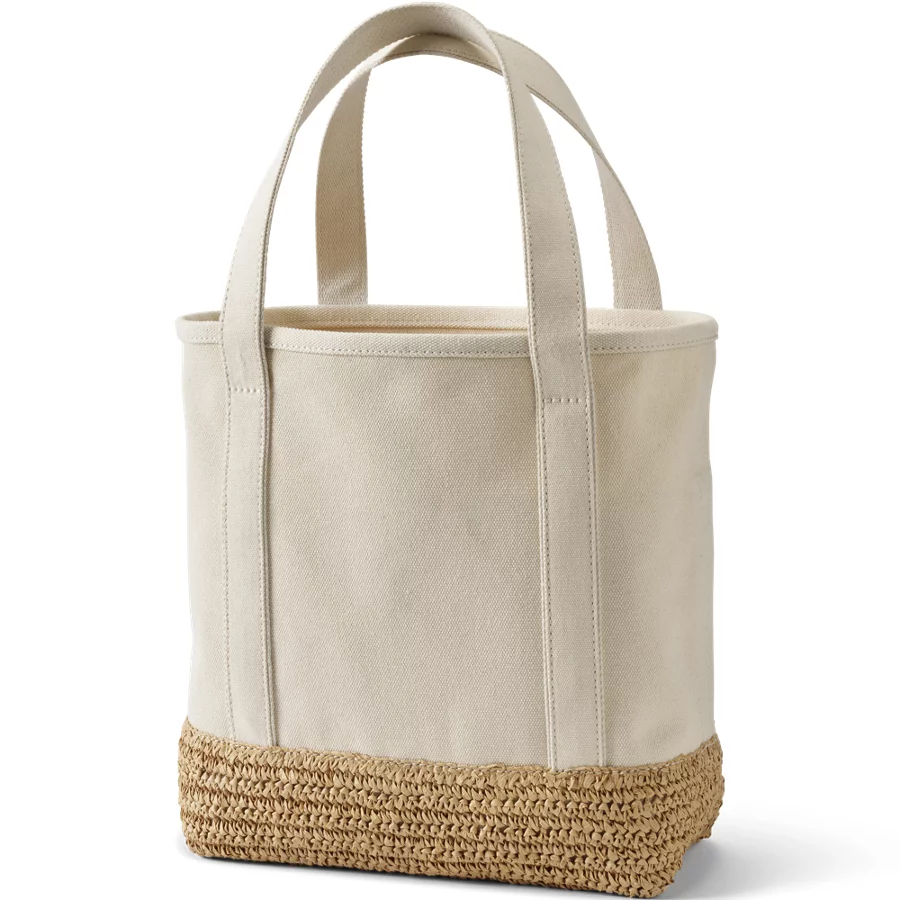 Medium Raffia Open Top Canvas Tote Bag view 4