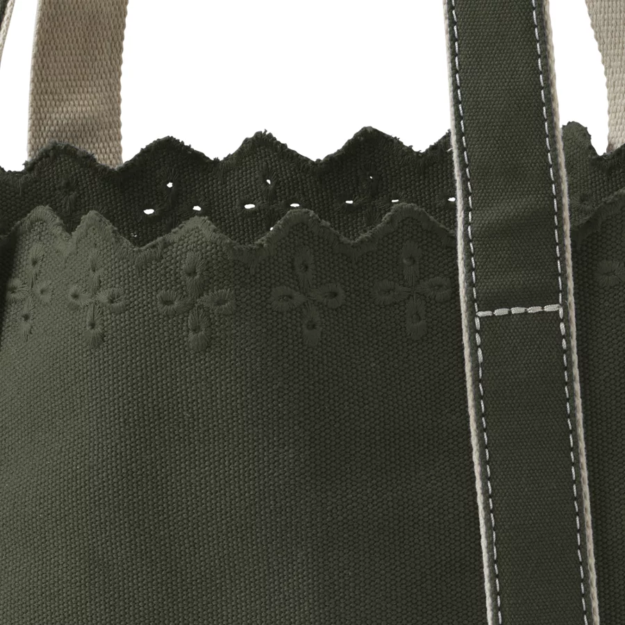 Eyelet Canvas Open Top Tote Bag