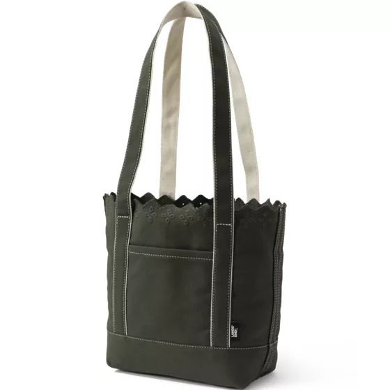 Medium Eyelet Canvas Long Handle Open Top Tote - primary