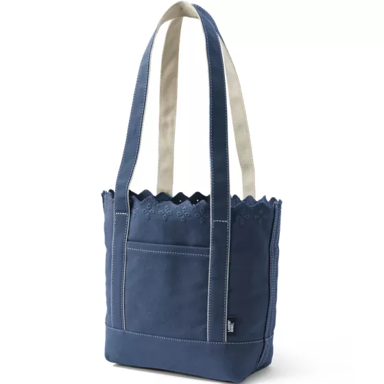 Medium Eyelet Canvas Long Handle Open Top Tote - primary