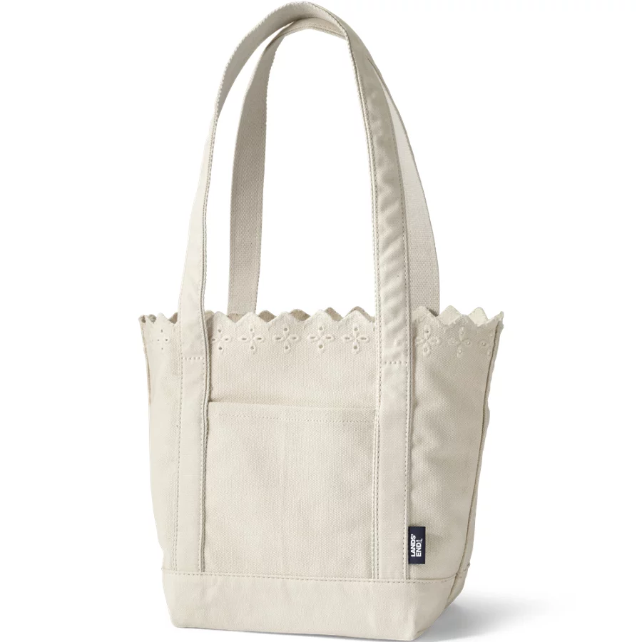 Eyelet Canvas Open Top Tote Bag view 3
