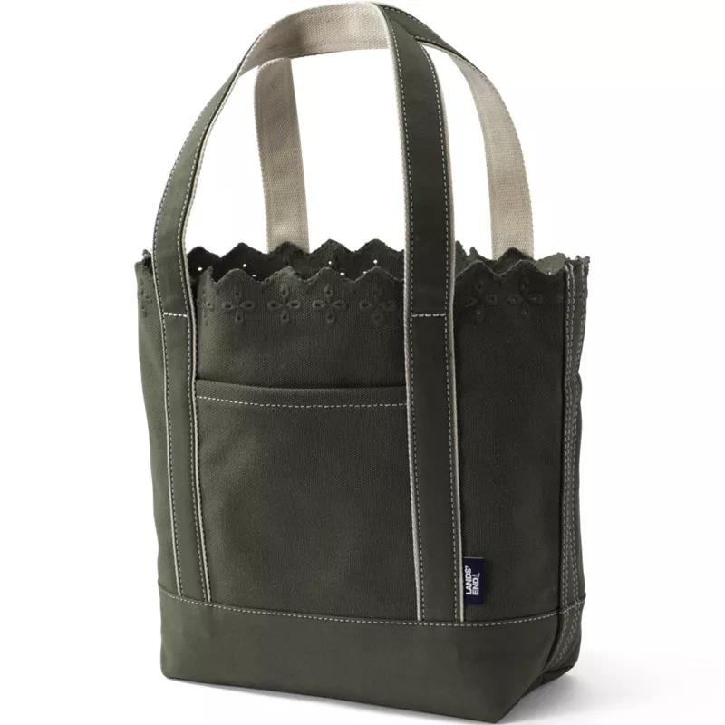 Medium Eyelet Canvas Open Top Tote, Front