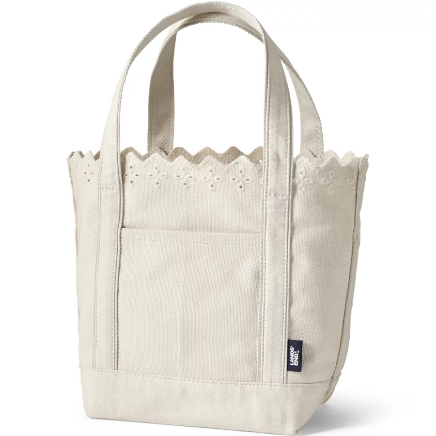Eyelet Canvas Open Top Tote Bag view 6