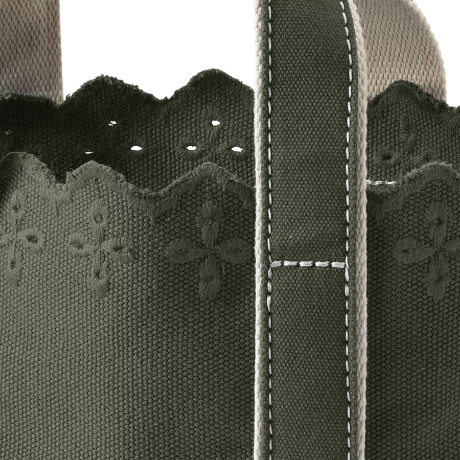 Small Eyelet Canvas Open Top Tote
