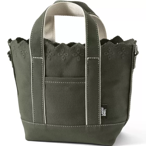 Small Eyelet Canvas Open Top Tote - primary