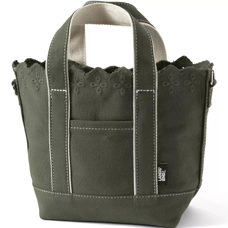 Small Eyelet Canvas Open Top Tote, Front