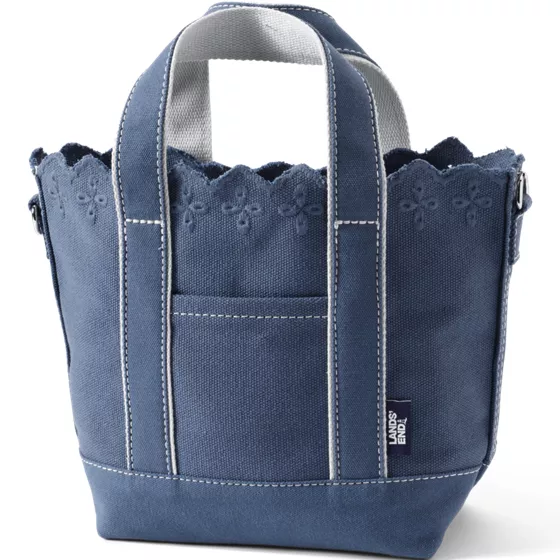 Small Eyelet Canvas Open Top Tote - primary