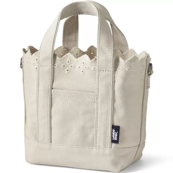 Small Eyelet Canvas Open Top Tote - primary