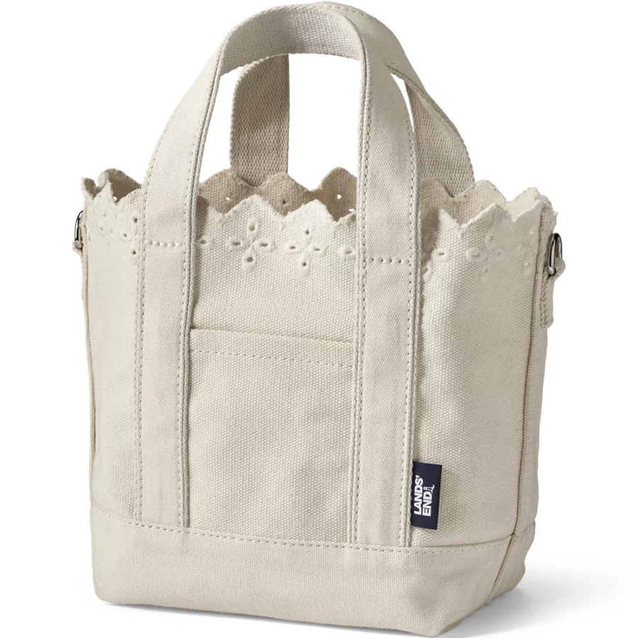 Small Eyelet Canvas Open Top Tote view 3