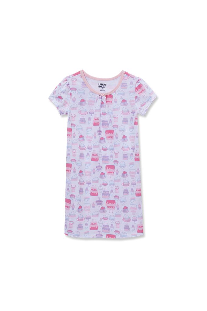 Girls Short Sleeve Nightgown - Lands' End - Pink - 8