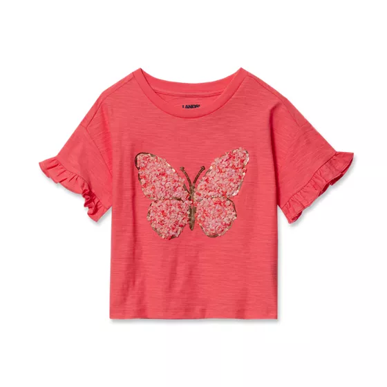 Girls Short Sleeve Ruffle Tee - primary