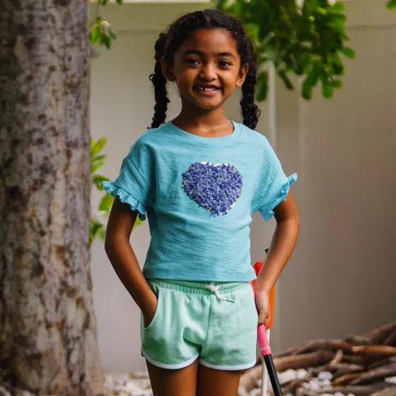 Girls Short Sleeve Ruffle Tee - primary