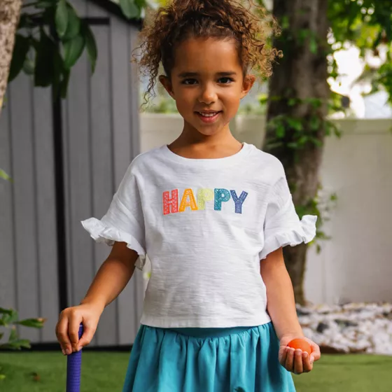 Girls Short Sleeve Ruffle Tee - primary