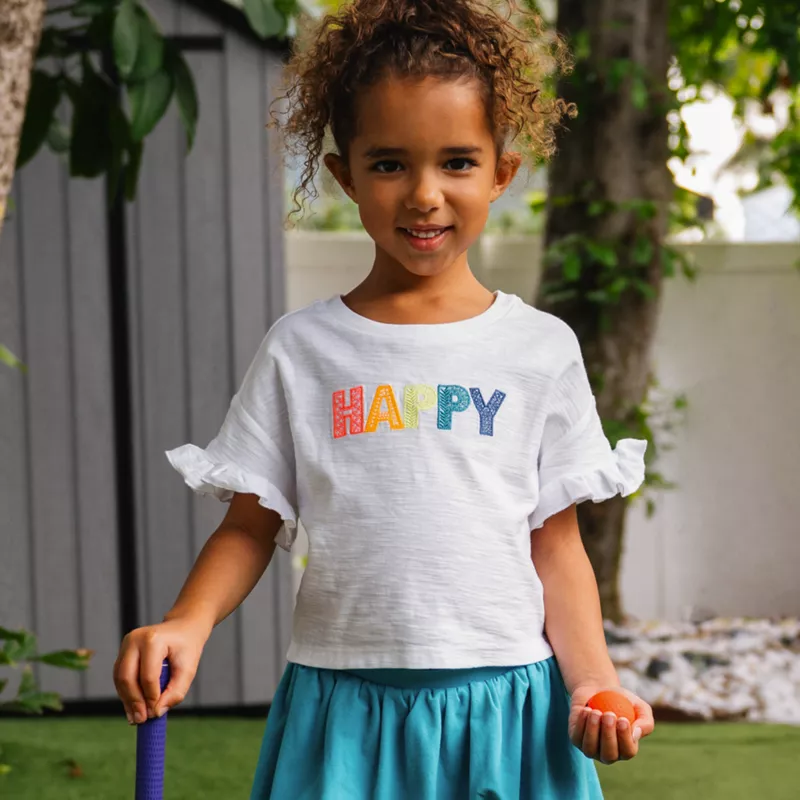 Girls Short Sleeve Ruffle Tee, alternative image