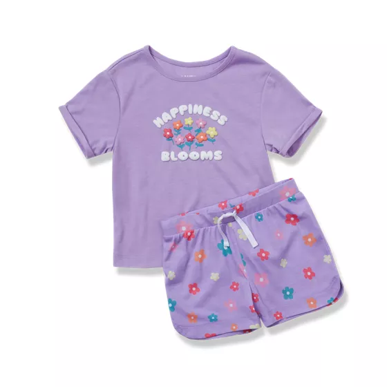 Girls Short Sleeve Tee and Shorts Pajama Set - primary